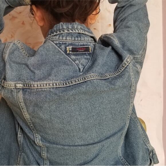 Tommy Jeans Jacket Large Ginny trucker Long Sleeve Full Button Up Vintage 90s - Picture 4 of 15